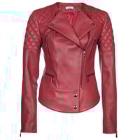 Kırmızı Adonita Kadın Deri Mont