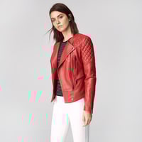 Kırmızı Adonita Kadın Deri Mont