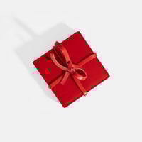 Kırmızı Deri Dörtlü Bardak Altlığı