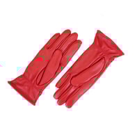 Kırmızı Kadın Örgülü Deri Eldiven