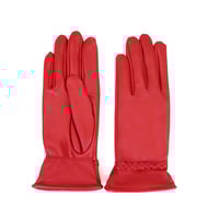 Kırmızı Kadın Örgülü Deri Eldiven