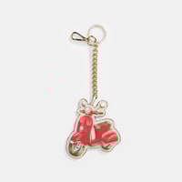 Kırmızı Motorsiklet Figürlü Deri Anahtarlık