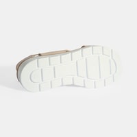 Krem Kadın Lastik Bantlı Deri Sandalet