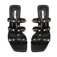 Kristen Siyah Kadın Topuklu Deri Terlik