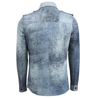 Lacivert Afshin Erkek Deri Gömlek