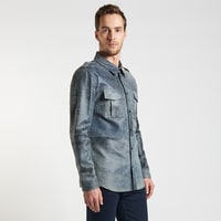 Lacivert Afshin Erkek Deri Gömlek