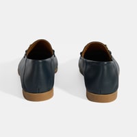 Lacivert Kadın Toka Aksesuarlı Deri Loafer