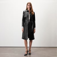 Laira Siyah Kadın Deri Trençkot