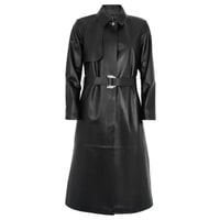 Laira Siyah Kadın Deri Trençkot