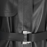 Laira Siyah Kadın Deri Trençkot