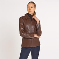 Laura Kadın Gömlek Yakalı Deri Mont