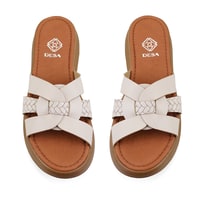 Laurie Bej Kadın Dolgu Topuklu Deri Terlik