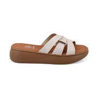 Laurie Bej Kadın Dolgu Topuklu Deri Terlik