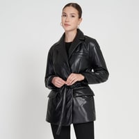 Lena Siyah Kadın Puffer Deri Kaban