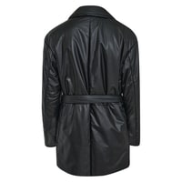 Lena Siyah Kadın Puffer Deri Kaban