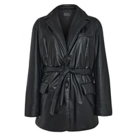 Lena Siyah Kadın Puffer Deri Kaban