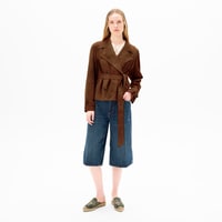 Limited Edition Kadın Taba Belden Bağlamalı Süet Kısa Trençkot