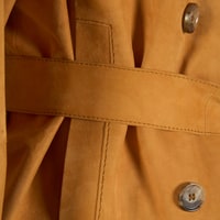 Limited Edition Kadın Turuncu Belden Bağlamalı Süet  Kısa Trençkot