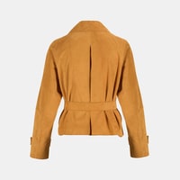 Limited Edition Kadın Turuncu Belden Bağlamalı Süet  Kısa Trençkot