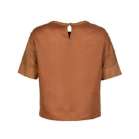 Linea Taba Kadın Perforeli Süet Deri Crop Bluz