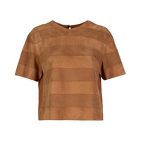 Linea Taba Kadın Perforeli Süet Deri Crop Bluz