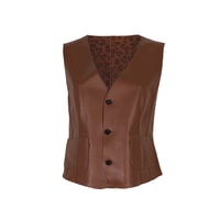 Liona Leopar Baskılı Kadın Çift Taraflı Yelek