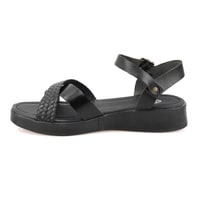 Lou Siyah Kadın Deri Sandalet