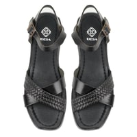 Lou Siyah Kadın Deri Sandalet