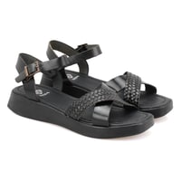 Lou Siyah Kadın Deri Sandalet