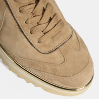 Luca Grossi Kadın Bej Bağcıklı Süet Spor Ayakkabı