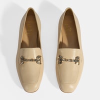 Luca Grossi Kadın Bej Taşlı Toka Aksesuarlı Deri Loafer