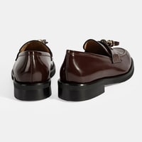 Luca Grossi Kadın Bordo Püskül Detaylı Deri Loafer