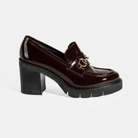 Luca Grossi Kadın Bordo Toka Detaylı Topuklu Rugan Loafer