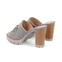 Luca Grossi Kadın Gri Topuklu Terlik