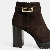Luca Grossi Kadın Kahve Metal Kilit Detaylı Platform Topuklu Bot