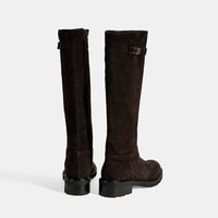 Luca Grossi Kadın Kahve Metal Kilit Detaylı Süet Çizme