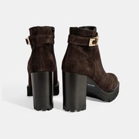 Luca Grossi Kadın Kahve Metal Kilit Detaylı Platform Topuklu Bot