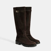 Luca Grossi Kadın Kahve Metal Kilit Detaylı Süet Çizme