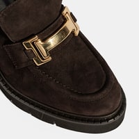 Luca Grossi Kadın Kahve Toka Aksesuarlı Topuklu Süet Loafer