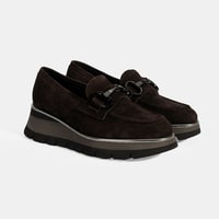 Luca Grossi Kadın Kahve Toka Detaylı Dolgu Topuklu Süet Loafer