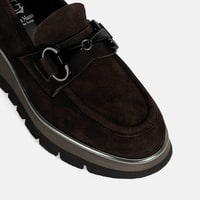 Luca Grossi Kadın Kahve Toka Detaylı Dolgu Topuklu Süet Loafer