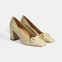 Luca Grossi Kadın Krem Toka Aksesuarlı Rugan Babet