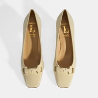 Luca Grossi Kadın Krem Toka Aksesuarlı Rugan Babet