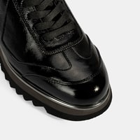 Luca Grossi Kadın Siyah Bağcıklı Rugan Spor Ayakkabı