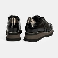 Luca Grossi Kadın Siyah Bağcıklı Rugan Spor Ayakkabı