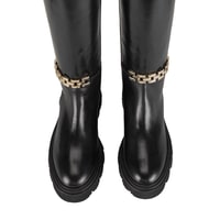 Luca Grossi Kadın Siyah Deri Zincir Detaylı Çizme