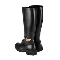 Luca Grossi Kadın Siyah Deri Zincir Detaylı Çizme