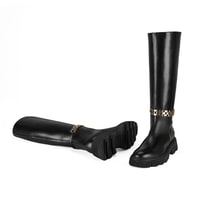 Luca Grossi Kadın Siyah Deri Zincir Detaylı Çizme