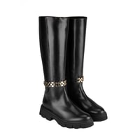 Luca Grossi Kadın Siyah Deri Zincir Detaylı Çizme