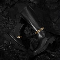 Luca Grossi Kadın Siyah Deri Zincir Detaylı Çizme